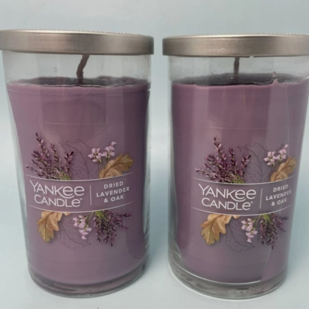 Lot of 2 Yankee Candle Dried Lavender Oak 14.25oz Scented Jar With Lid